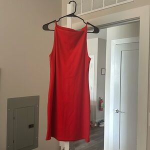 Red Casual Ribbed Dress